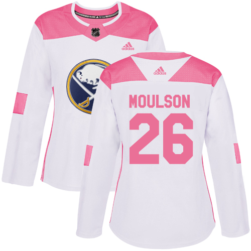 Adidas Sabres #26 Matt Moulson White/Pink Authentic Fashion Women's Stitched NHL Jersey